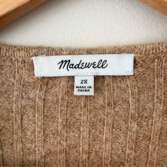 Madewell Plus Cameron Ribbed Cardigan Sweater in Coziest Yarn Heather Toffee 2X - Picture 5 of 13